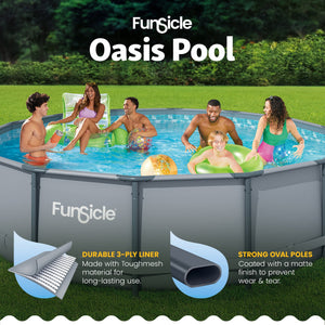 Funsicle 14' x 42" Oasis Round Above Ground Swimming Pool Set, Cool Gray