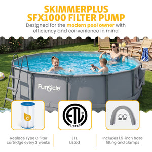 Funsicle 14' x 42" Oasis Round Above Ground Swimming Pool Set, Cool Gray