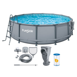 Funsicle 14' x 42" Oasis Round Above Ground Swimming Pool Set, Cool Gray