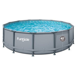 Funsicle 14' x 42" Oasis Outdoor Round Frame Above Ground Swimming Pool, Gray