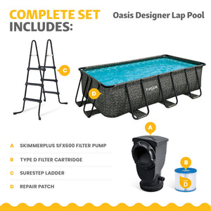 Funsicle 13 Ft Oasis Designer Lap Above Ground Pool w/ Pump, Dark Herringbone