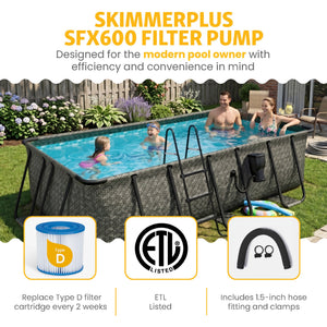 Funsicle 13 Ft Oasis Designer Lap Above Ground Pool w/ Pump, Dark Herringbone