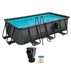 Funsicle 13 Ft Oasis Designer Lap Above Ground Pool w/ Pump, Dark Herringbone