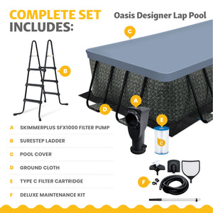 Funsicle 16' x 8' x 42" Oasis Rectangle Outdoor Above Ground Swimming Pool, Gray