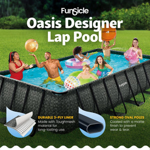 Funsicle 16' x 8' x 42" Oasis Rectangle Outdoor Above Ground Swimming Pool, Gray