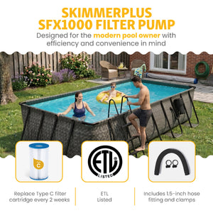 Funsicle 16' x 8' x 42" Oasis Rectangle Outdoor Above Ground Swimming Pool, Gray