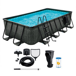 Funsicle 16' x 8' x 42" Oasis Rectangle Outdoor Above Ground Swimming Pool, Gray