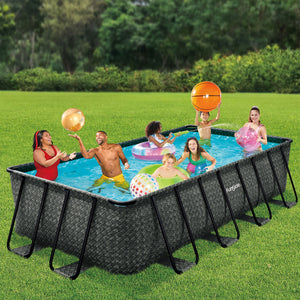 Funsicle 16' x 8' x 42" Oasis Rectangle Outdoor Above Ground Swimming Pool, Gray