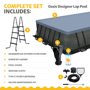 Funsicle 24 Ft Oasis Designer Lap Above Ground Pool w/ Pump, Dark Herringbone