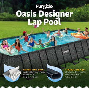 Funsicle 24 Ft Oasis Designer Lap Above Ground Pool w/ Pump, Dark Herringbone