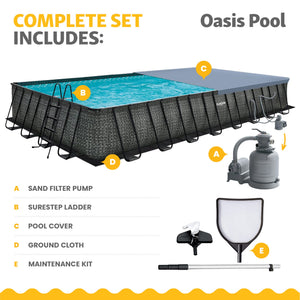 Funsicle 32' x 16' x 52" Oasis Rectangle Outdoor Above Ground Swimming Pool