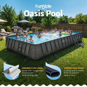 Funsicle 32' x 16' x 52" Oasis Rectangle Outdoor Above Ground Swimming Pool