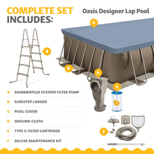 Funsicle 24 Ft Oasis Designer Lap Above Ground Pool w/ Pump, Brown Basketweave