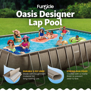 Funsicle 24 Ft Oasis Designer Lap Above Ground Pool w/ Pump, Brown Basketweave