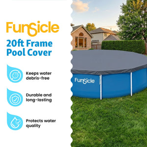 Funsicle 20ft Round Above Ground Frame Pool Debris Cover, Accessory Only, Gray