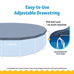 Funsicle 20ft Round Above Ground Frame Pool Debris Cover, Accessory Only, Gray