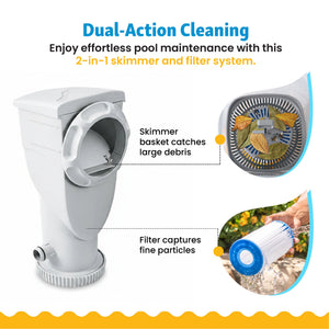 Funsicle 1000 Gallon SkimmerPlus 2-in-1 Filter Pump System for Above Ground Pool