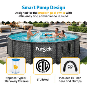 Funsicle 1500 Gallon SkimmerPlus Filter Pump System for Above Ground Pool, Black