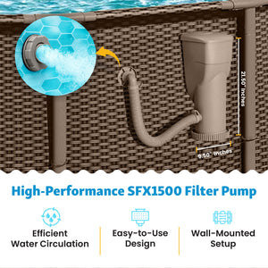 Funsicle 1500 Gallon SkimmerPlus Filter Pump System for Above Ground Pool, Gray