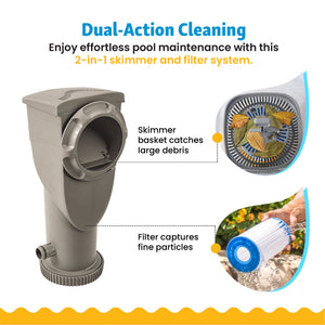 Funsicle 1500 Gallon SkimmerPlus Filter Pump System for Above Ground Pool, Gray