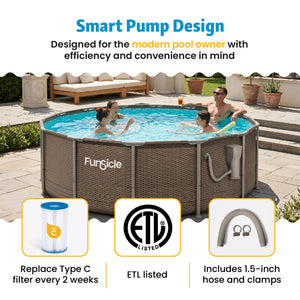 Funsicle 1500 Gallon SkimmerPlus Filter Pump System for Above Ground Pool, Gray