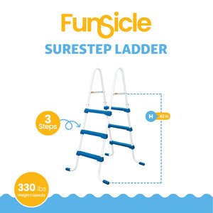 Funsicle 42 Inch SureStep 3 Stair Outdoor Above-Ground Swimming Pool Ladder