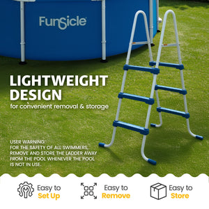 Funsicle 42 Inch SureStep 3 Stair Outdoor Above-Ground Swimming Pool Ladder