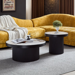 Set of 2 Coffee Tables with Sintered Stone Tabletops