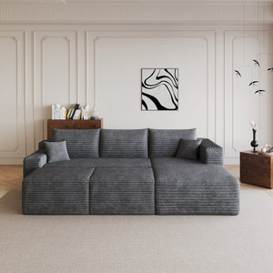95" Cloud Sectional Sofa with 2 Ottomans
