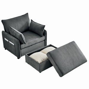 Comfy Oversized Chaise Lounge Chair With Ottoman And Storage