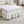 L-Shaped Sectional Sofa With Removable Ruffled Skirt, Flared Arms, Ottoman - White