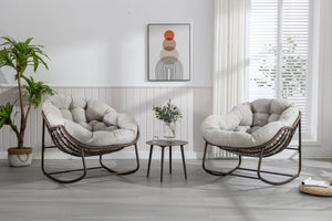 Outdoor Rattan Rocking Chair with Padded Cushion