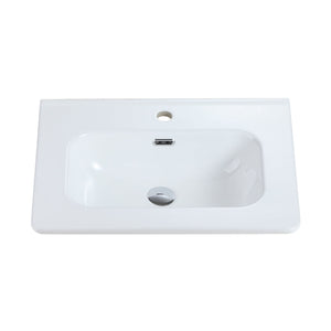 Glossy White Ceramic Integrated Sink