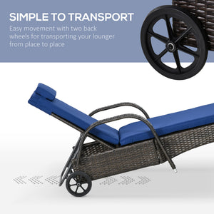 Outsunny Wicker Outdoor Chaise Lounge
