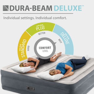 Intex 64953E Deluxe Dual Zone 22" King Sized Air Mattress with Built In Air Pump