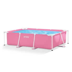 Intex 84" x 23.62" Outdoor Rectangular Frame Above Ground Swimming Pool, Pink