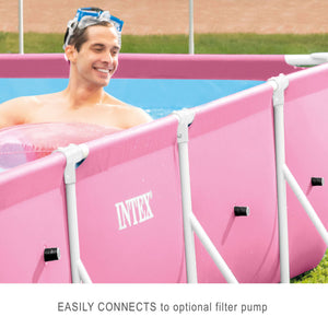 Intex 84" x 23.62" Outdoor Rectangular Frame Above Ground Swimming Pool, Pink