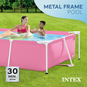 Intex 84" x 23.62" Outdoor Rectangular Frame Above Ground Swimming Pool, Pink