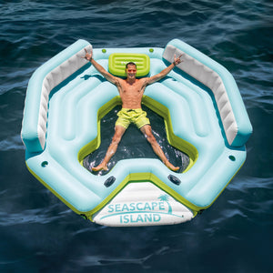 Intex Seascape Island Inflatable Water Lounge with Built In Cooler and Backrests for Adults