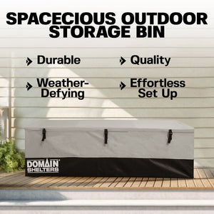 Domain Shelters 176 Gallon 6 x 2 Foot Outdoor Patio Storage Deck Box, Gray/Black