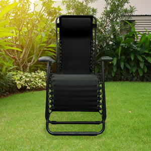 Caravan Sports Zero Gravity Outdoor Folding Camping Patio Lounge Chair, Black