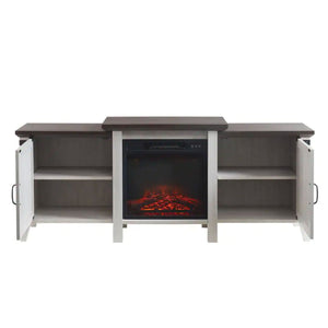 Edyo Living 63in Freestanding Wooden Electric Fireplace TV Stand Console, Grey
