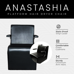 PureSana Chromium Anastasia Vinyl Professional Platform Hair Dryer Chair, Black - TRAPSKI