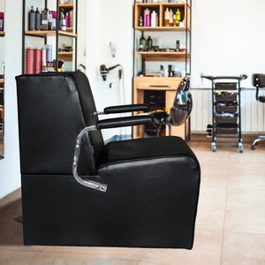 PureSana Chromium Anastasia Vinyl Professional Platform Hair Dryer Chair, Black - TRAPSKI
