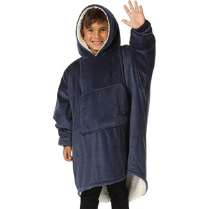 The Comfy Original Jr Kids Oversized Microfiber Sherpa Wearable Blanket, Blue - TRAPSKI