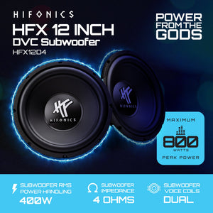 Hifonics HFX12D4 12" Subwoofer, 800W Max Car & Powersports Speaker, 1 Pair