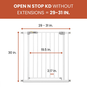 hauck 59726 Open N Stop KD Pressure Fit Safety Gate for Doors 29 to 31", White