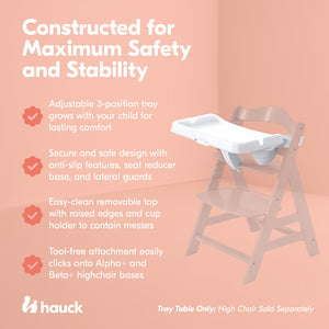 hauck Alpha High Chair Tray Table Compatible with Wooden Alpha+ and Beta+, White