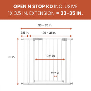 hauck 59728 Open N Stop KD Pressure Fit with 3.5 Inch Extension Baby Gate, White