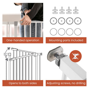 hauck Open N Stop Pressure Mounted Fit Baby Safety Gate with 8" Extension, White